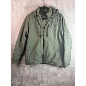 THE NORTH FACE Mens M Green Hooded Full Zip Outdoor Jacket Fleece Lined Flawed